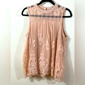 Blush Laced Fringe Bottom Top